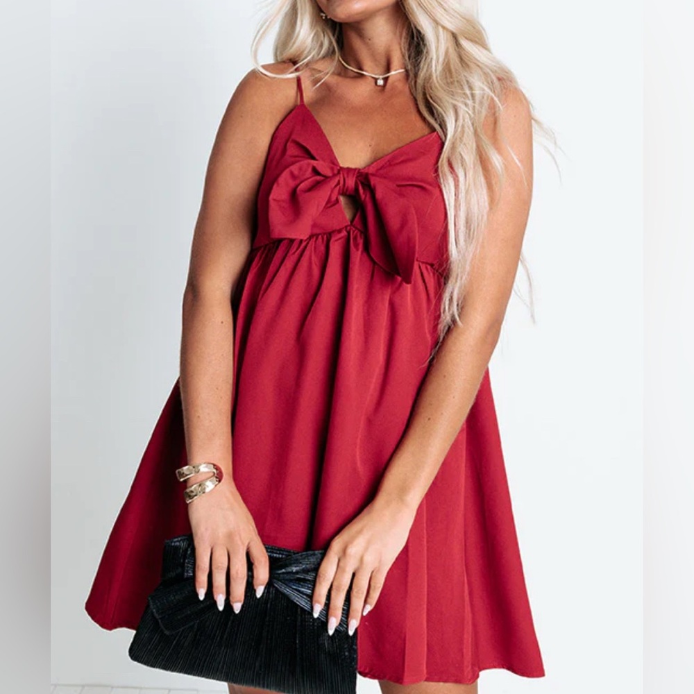 TCEC Strapless Dress in Rich Red